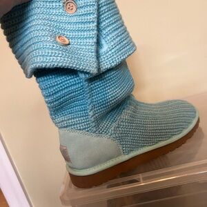 UGG Blue Ankle Boots with Knit Detailing